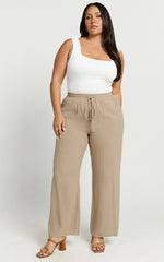 Kala Pants - Mid Waisted Relaxed Elastic Waist Pants in Sand