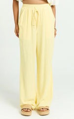 Kala Pants - Mid Waisted Relaxed Elastic Waist Pants in Lemon
