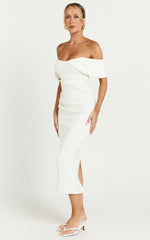 Noraly Midi Dress - Off The Shoulder Slip Dress in White