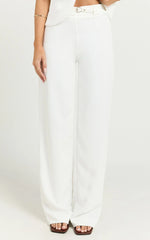 Romeo Pants - Straight Leg Mid Waist Tailored Pants in White