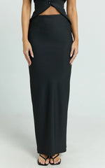 Romeo Maxi Skirt - Low Waist Bias Cut Maxi Skirt in Black