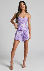 Hailey Shorts - Jacquard Full Shorts in Lilac Jacquard