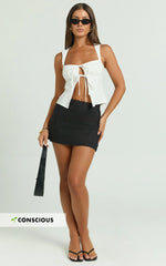 Leona Mini Skirt - Tailored Mid Waisted Skirt in Black