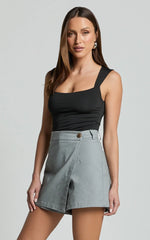 Gerry Skort - Twill Wrap Front Skort in Slate