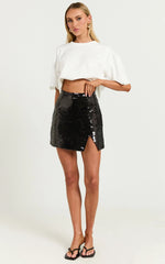 Ingrid Mini Skirt - Sequin Skirt in Black