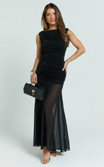 Alfiena Maxi Dress - Drop Waist Low Back Dress in Black