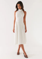 Calla Halter Midi Dress - White