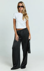 Gloria Pants - Low Rise Straight Leg Pants in Black