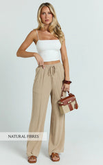 Kala Pants - Mid Waisted Relaxed Elastic Waist Pants in Sand