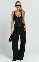 Augustus Pants - High Waisted Wide Leg Tailored Pants in Black