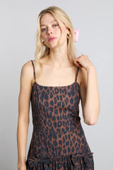 persephone midi dress - dark leopard