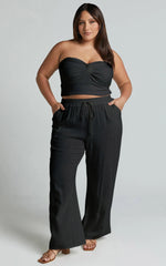 Kala Pants - Mid Waisted Relaxed Elastic Waist Pants in Black