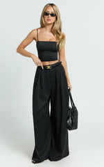 Clarke Pants - High Waist Wide Leg Pants in Black