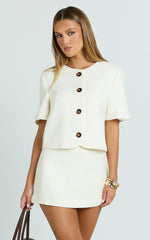 Halsey Mini Skirt - Tailored A Line Skirt in Cream