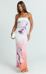 Elouise Maxi Dress - Strapless Dress in Orchid Ombre