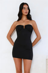 Demand Attention Strapless Mini Dress Black