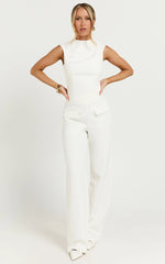 Paxton Pants - High Waisted Straight Leg Pants in Cream