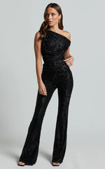 Christina Pants - Mid Waist Burnout Pants in Black