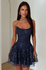 Blaise Strapless Sequin Mini Dress - Navy