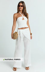 Behati Pants - Sarong Tie Waist Sheer Pants in Off White