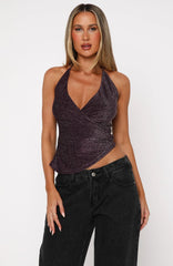Big City Lights Halter Top Plum