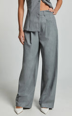 Hope Pants - Wide Leg Tailored Pants in Grey