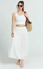 Auburn Maxi Skirt - Poplin Pintucked A Line Skirt in Ivory