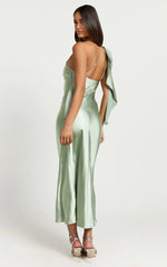 Calix Midi Dress - One shoulder Slip dress in Sage
