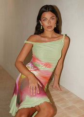 Huntah Midi Dress - Green Tropical