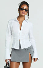 Lois Mini Skirt - Pocket Split Workwear Skirt in Grey