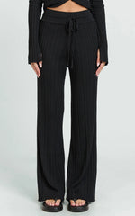 Kelsey Pants - High Drawstring Waist Knit Pants in Black