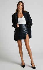 In The Name of Love Mini Skirt - Faux Leather Skirt in Black