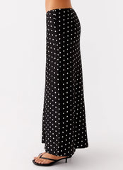 Breanne Midi Skirt - Black Polka Dot