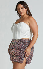 Ingrid Mini Skirt - Sequin Skirt in Pink Multi