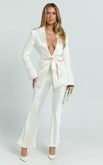 Jagger Pants - Flared Bias Cut Pants in Pearl