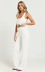 Romeo Pants - Straight Leg Mid Waist Tailored Pants in White