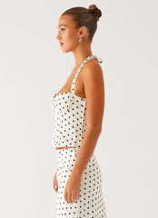 Breanne Top - White Polka Dot