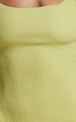 Brie Midi Dress - Scoop Neck Knit Slip Dress in Chartreuse