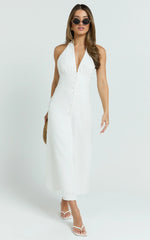 Beata Midi Dress - Line Dress in White