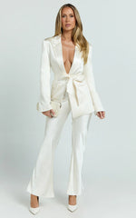 Jagger Pants - Flared Bias Cut Pants in Pearl