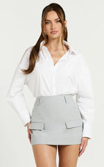 Haidy Skort - Mid Waisted Tailored Mini Skort in Grey