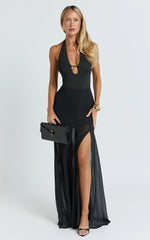 Hudgens Maxi Skirt - Georgette Godet Panel Skirt in Black