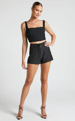 Kristitah Mini Shorts - Lace Up Hardware Eyelet Shorts in Black
