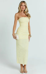 Kayrene Maxi Dress - Strapless Bodycon Dress in Butter Yellow