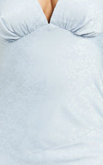 Cohen Midi Dress - Jacquard Satin Midi Dress in Pale Blue