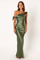 Selma Off Shoulder Maxi Dress - Olive