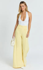 Kate Pants - High Waisted Wide Leg Pants in Lemon