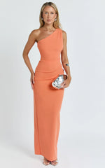 Criselda Maxi Dress - One Shoulder Maxi Dress in Orange