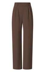Lorcan Pants - High Waisted Tailored Pants in Chocolate
