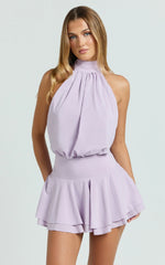 Bryonie Mini Dress - Backless Halter Dress in Lilac